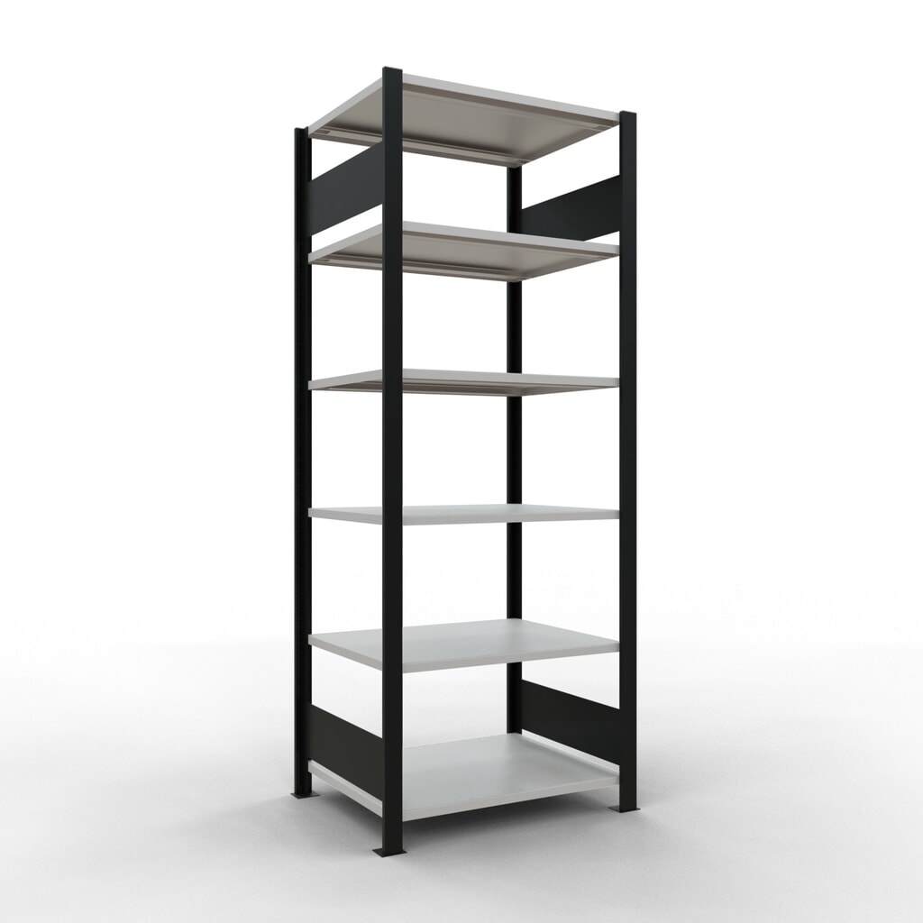 Product afbeelding: Archiefrekken SCHULTE BV, dubbelzijdig, zonder middenaanslagen, VL 150 kg, zwart, hxbxd 2.000 x 750 x 600 mm