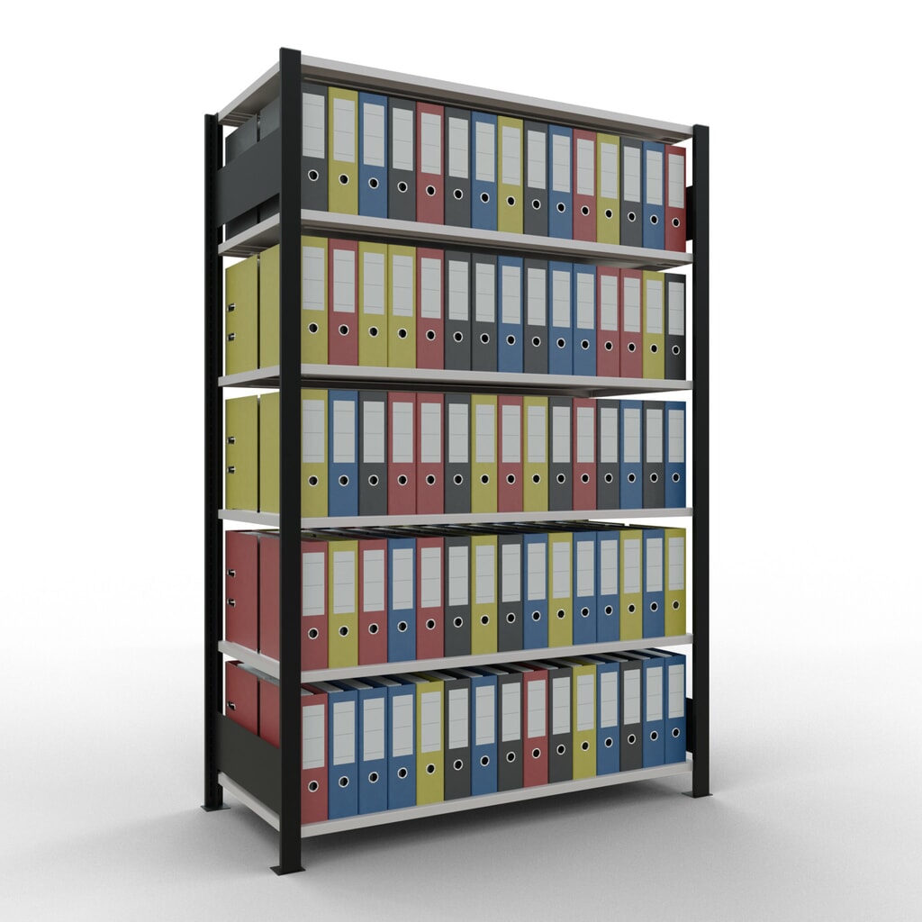 Archiefrekken SCHULTE BV, dubbelzijdig, zonder middenaanslagen, VL 150 kg, zwart, hxbxd 2.000 x 1.300 x 600 mm Productafbeelding nr. 2: Archiefrekken SCHULTE BV, dubbelzijdig, zonder middenaanslagen, VL 150 kg, zwart, hxbxd 2.000 x 1.300 x 600 mm