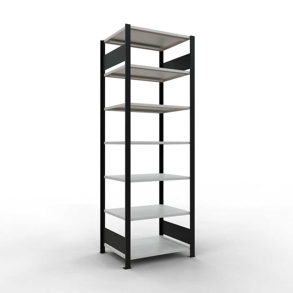 Archiefrekken SCHULTE BV, dubbelzijdig, zonder middenaanslagen, VL 150 kg, zwart, hxbxd 2.300 x 750 x 600 mm Product afbeelding: Archiefrekken SCHULTE BV, dubbelzijdig, zonder middenaanslagen, VL 150 kg, zwart, hxbxd 2.300 x 750 x 600 mm