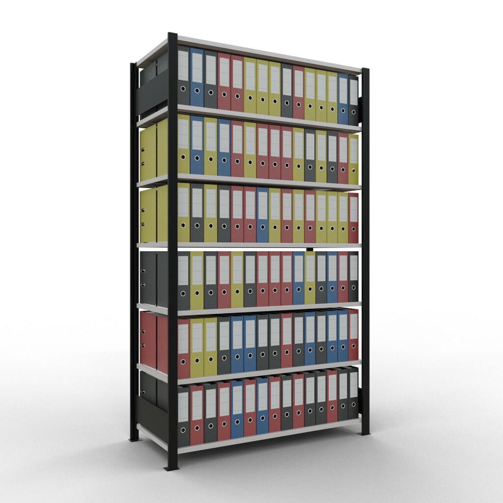 Archiefrekken SCHULTE BV, dubbelzijdig, zonder middenaanslagen, VL 150 kg, zwart, hxbxd 2.300 x 1.300 x 600 mm Productafbeelding nr. 2: Archiefrekken SCHULTE BV, dubbelzijdig, zonder middenaanslagen, VL 150 kg, zwart, hxbxd 2.300 x 1.300 x 600 mm