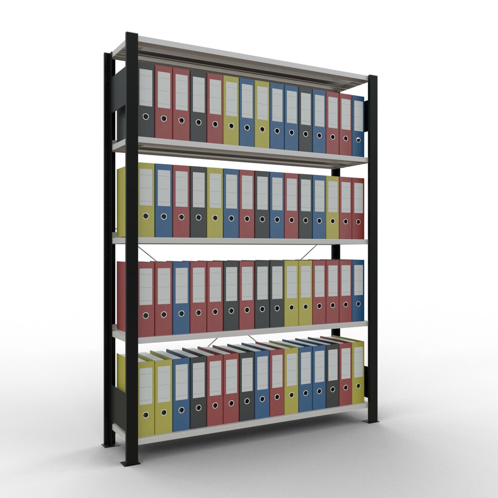 Productafbeelding nr. 2: Archiefrekken SCHULTE BV, eenzijdig, met eindaanslagen, VL 85 kg, zwart, hxbxd 1.800 x 1.300 x 300 mm