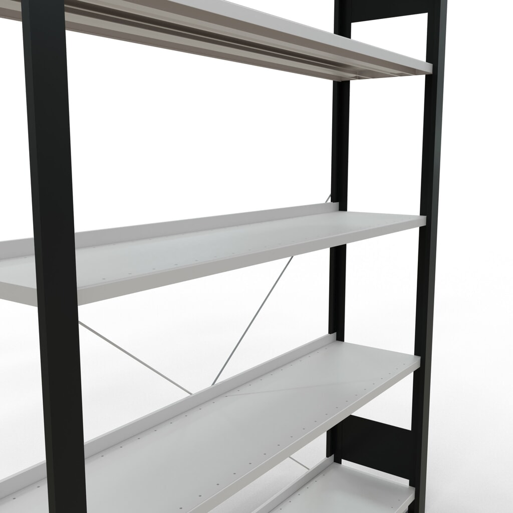 Archiefrekken SCHULTE BV, eenzijdig, met eindaanslagen, VL 85 kg, zwart, hxbxd 1.800 x 1.300 x 300 mm Productafbeelding nr. 4: Archiefrekken SCHULTE BV, eenzijdig, met eindaanslagen, VL 85 kg, zwart, hxbxd 1.800 x 1.300 x 300 mm