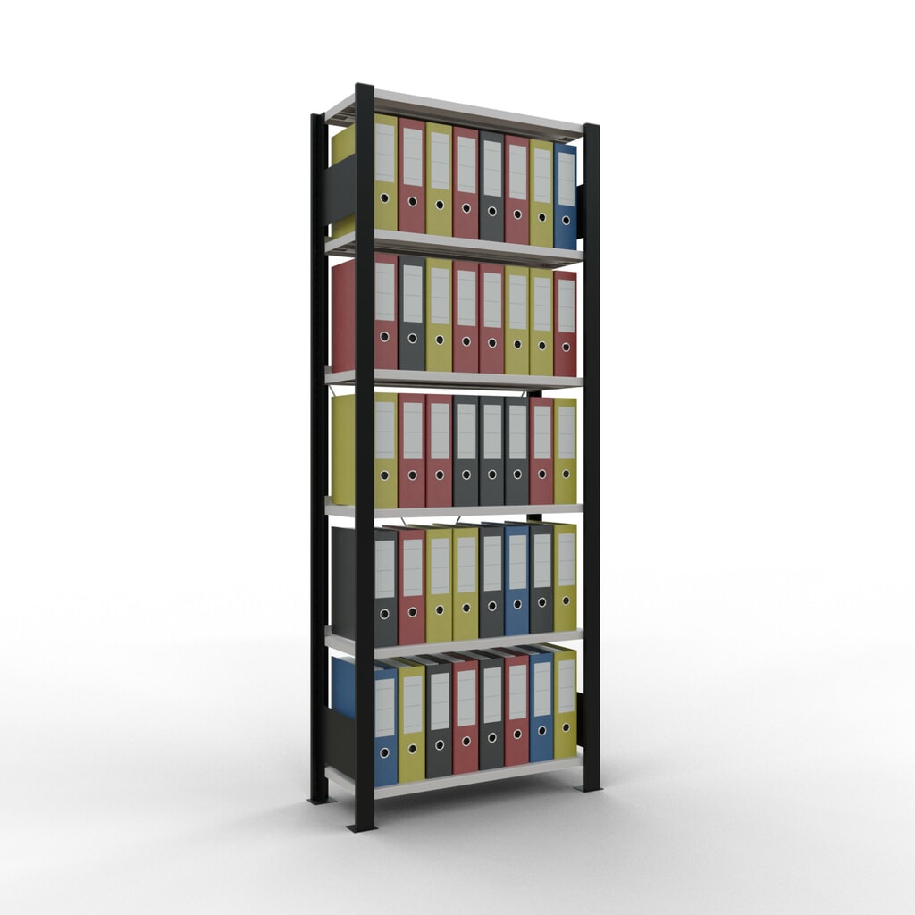 Productafbeelding nr. 2: Archiefrekken SCHULTE BV, eenzijdig, met eindaanslagen, VL 85 kg, zwart, hxbxd 2.000 x 750 x 300 mm