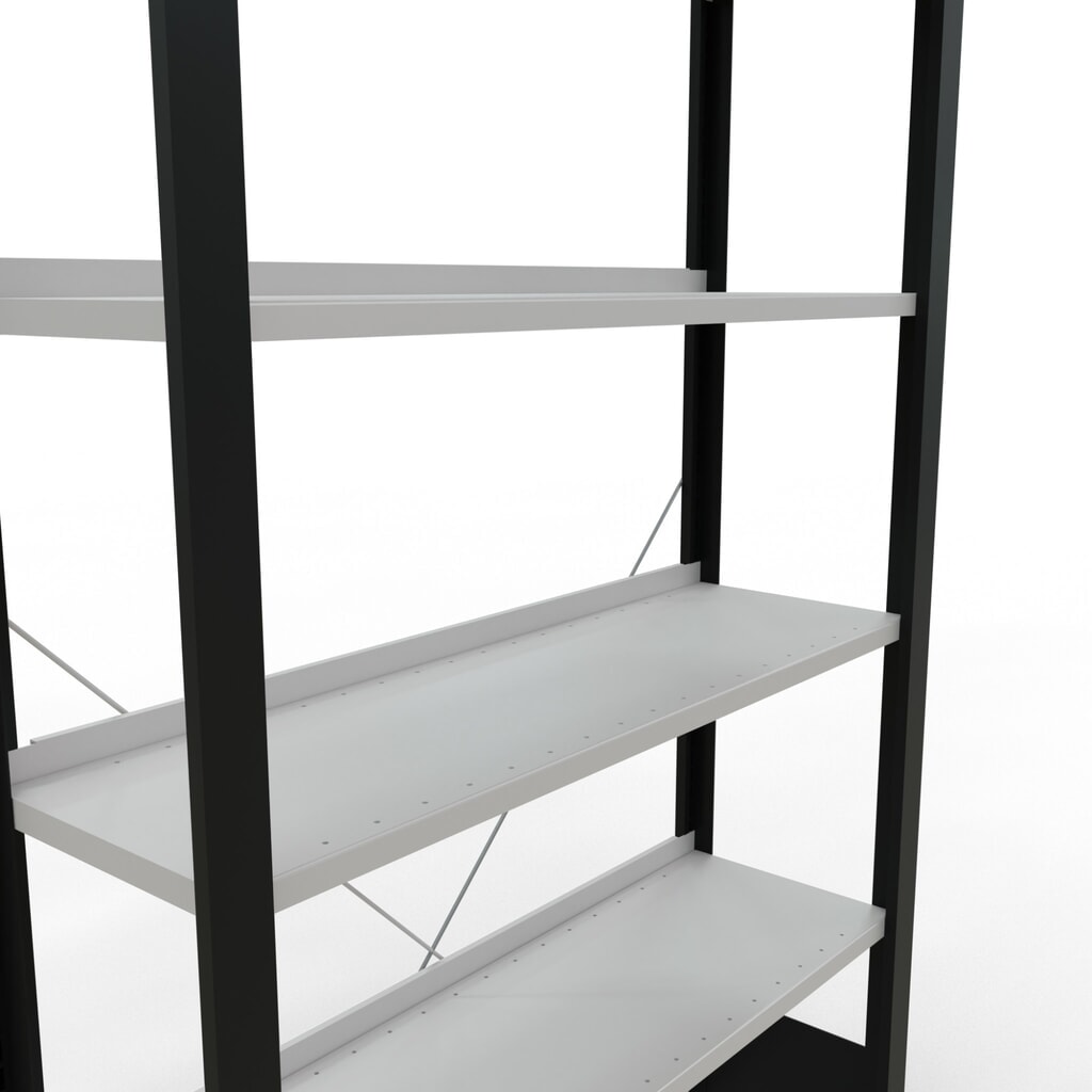 Productafbeelding nr. 4: Archiefrekken SCHULTE BV, eenzijdig, met eindaanslagen, VL 85 kg, zwart, hxbxd 2.000 x 1.000 x 300 mm