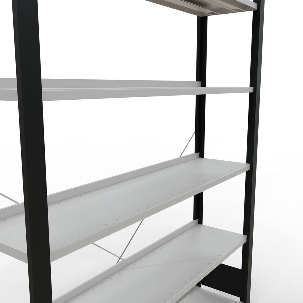 Archiefrekken SCHULTE BV, eenzijdig, met eindaanslagen, VL 85 kg, zwart, hxbxd 2.000 x 1.300 x 300 mm Productafbeelding nr. 4: Archiefrekken SCHULTE BV, eenzijdig, met eindaanslagen, VL 85 kg, zwart, hxbxd 2.000 x 1.300 x 300 mm