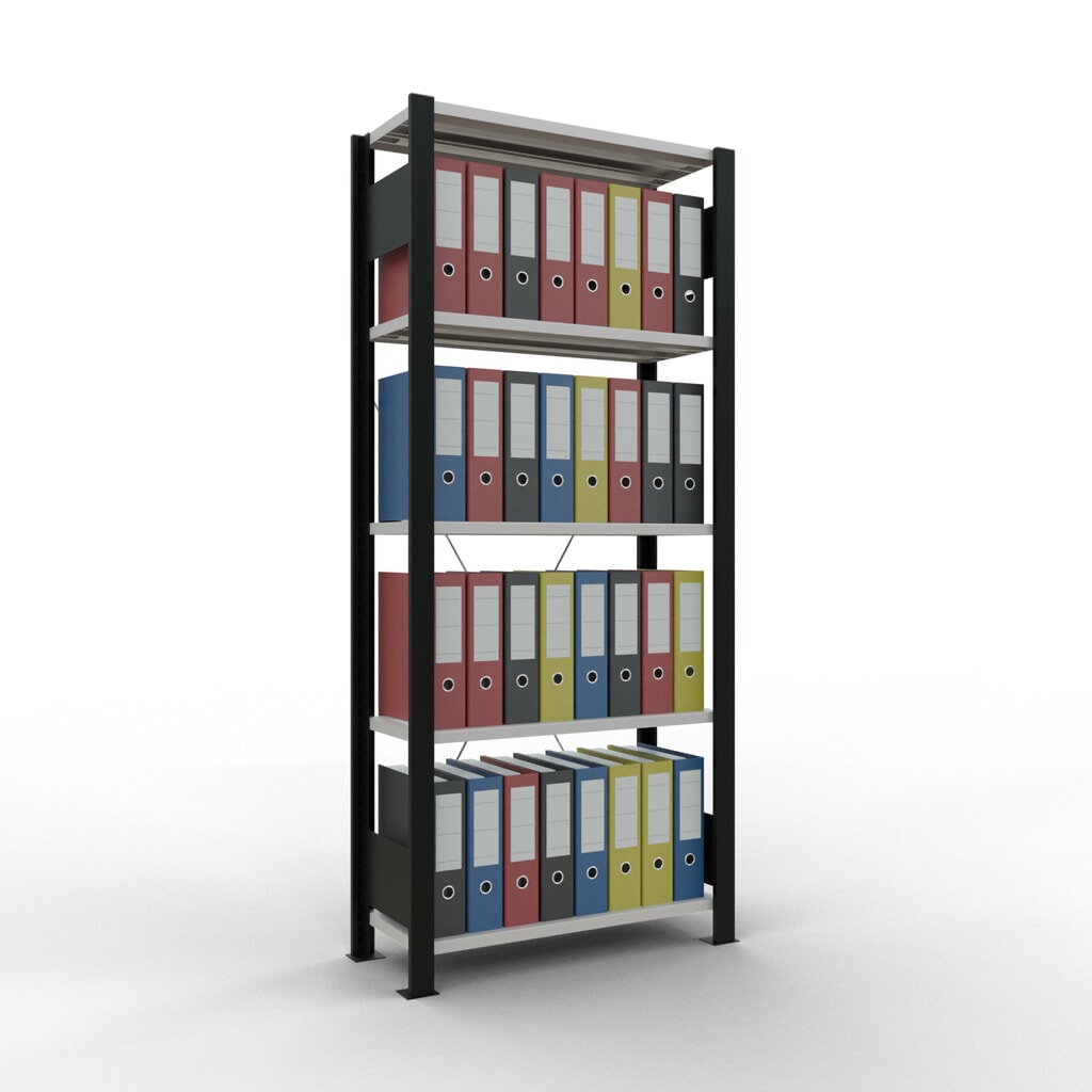 Productafbeelding nr. 2: Archiefrekken SCHULTE BV, eenzijdig, zonder eindaanslagen, VL 85 kg, zwart, hxbxd 1.800 x 750 x 300 mm