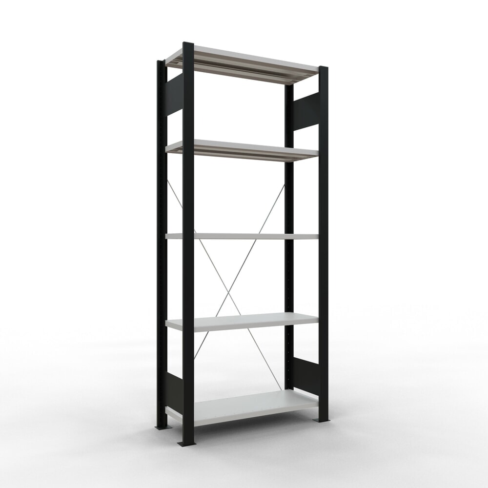 Product afbeelding: Archiefrekken SCHULTE BV, eenzijdig, zonder eindaanslagen, VL 85 kg, zwart, hxbxd 1.800 x 750 x 300 mm