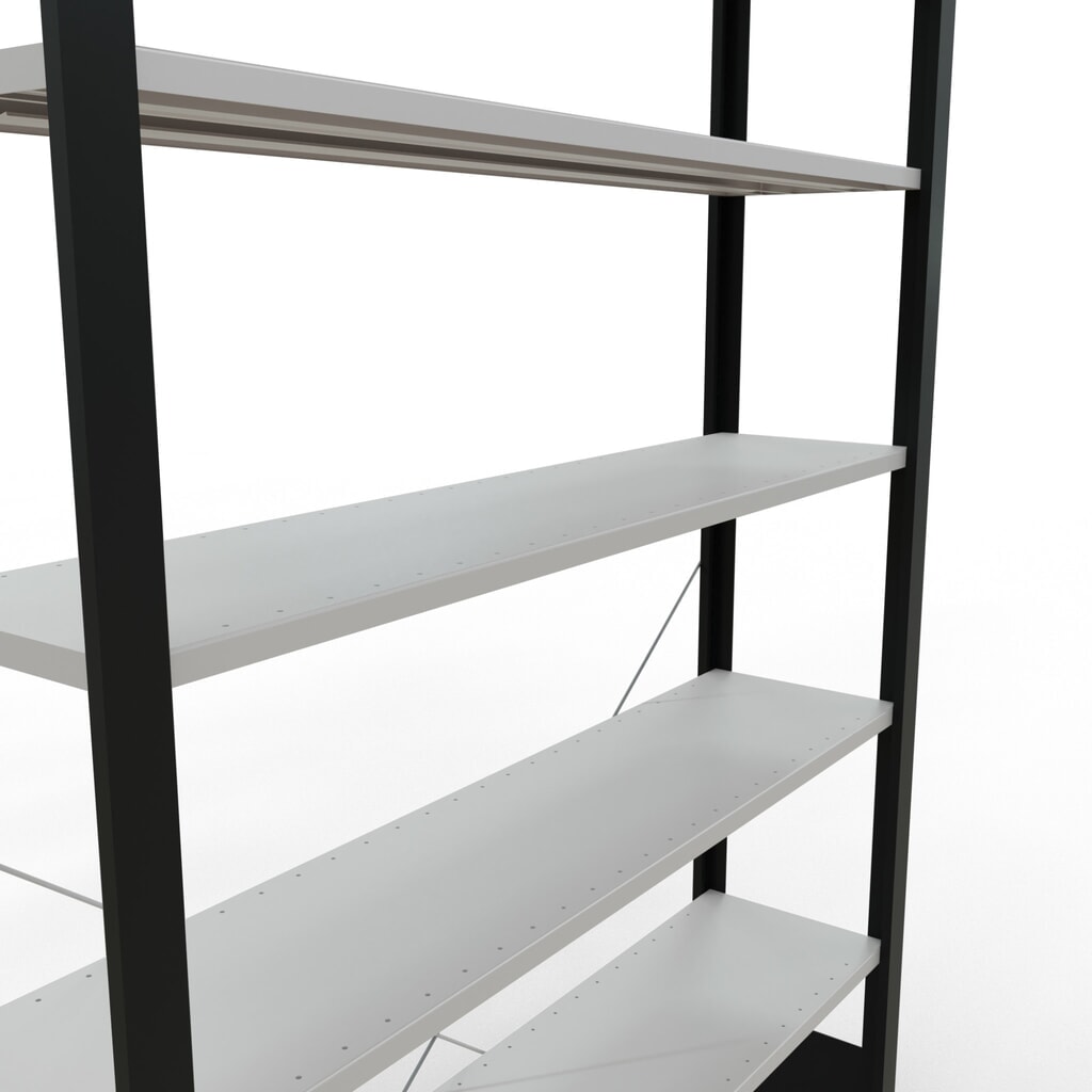 Archiefrekken SCHULTE BV, eenzijdig, zonder eindaanslagen, VL 85 kg, zwart, hxbxd 2.300 x 1.300 x 300 mm Productafbeelding nr. 4: Archiefrekken SCHULTE BV, eenzijdig, zonder eindaanslagen, VL 85 kg, zwart, hxbxd 2.300 x 1.300 x 300 mm