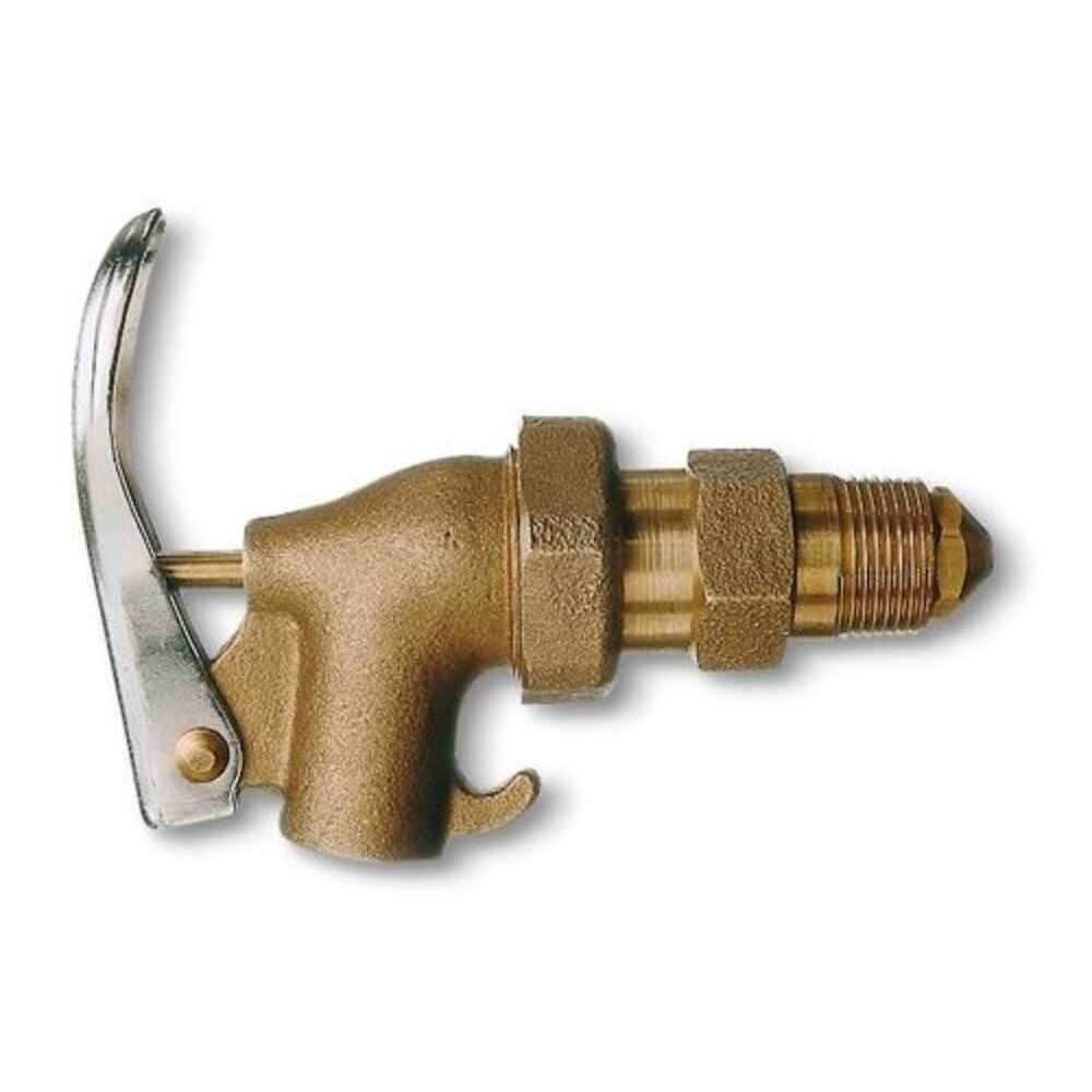 Product afbeelding: Denios zelfsluitende messingtapkraan voor stalen vaten, schroefdraaddiameter 3/4 inch, voor niet-corrosieve vloeistoffen.