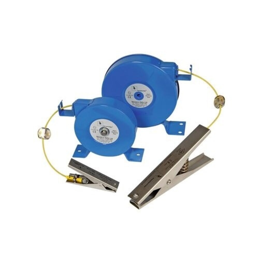 Product afbeelding: Denios ontlaadingsrol met aardingsklem van roestvrij staal, medium duty, 120 mm, 6,2 m, ATEX