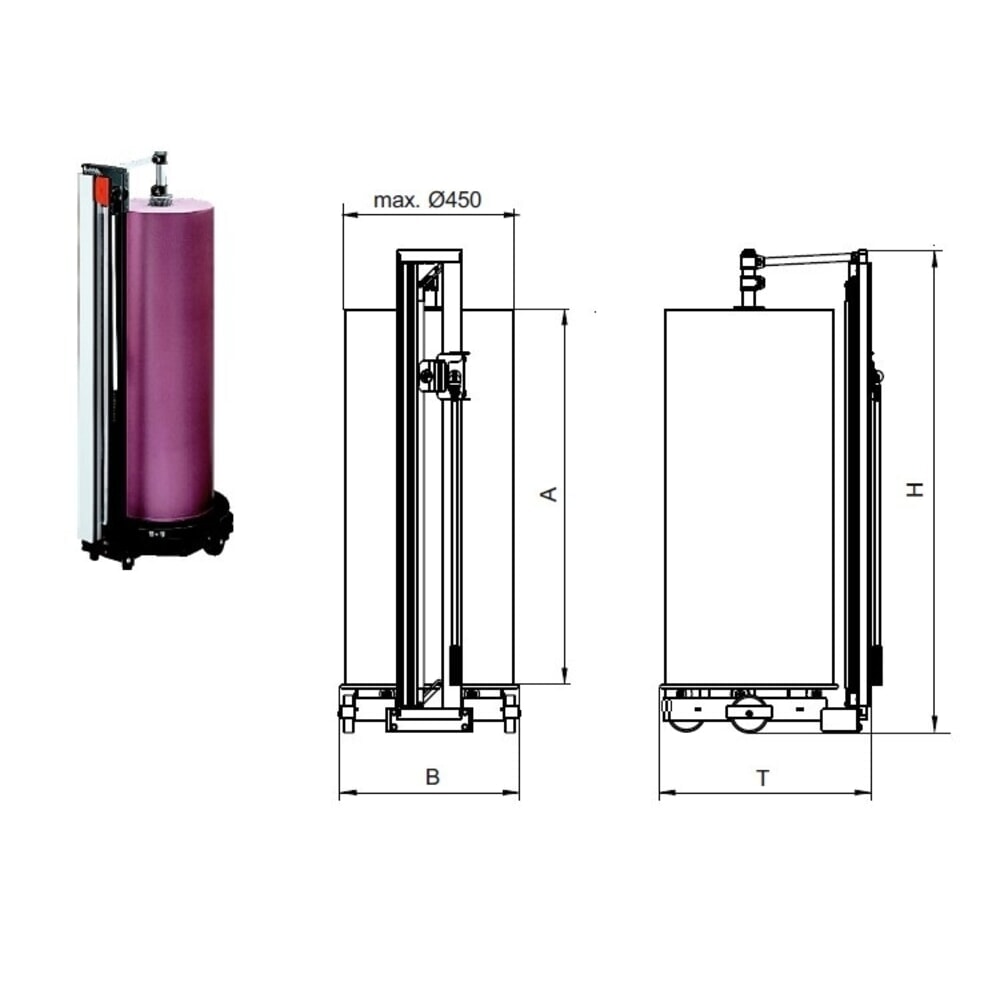 Productafbeelding nr. 4: Rocholz verticale snijstandaard, voor zware rollen, rolgewicht max. 200 kg, roldiameter max. 450 mm, snijbreedte 1000 mm