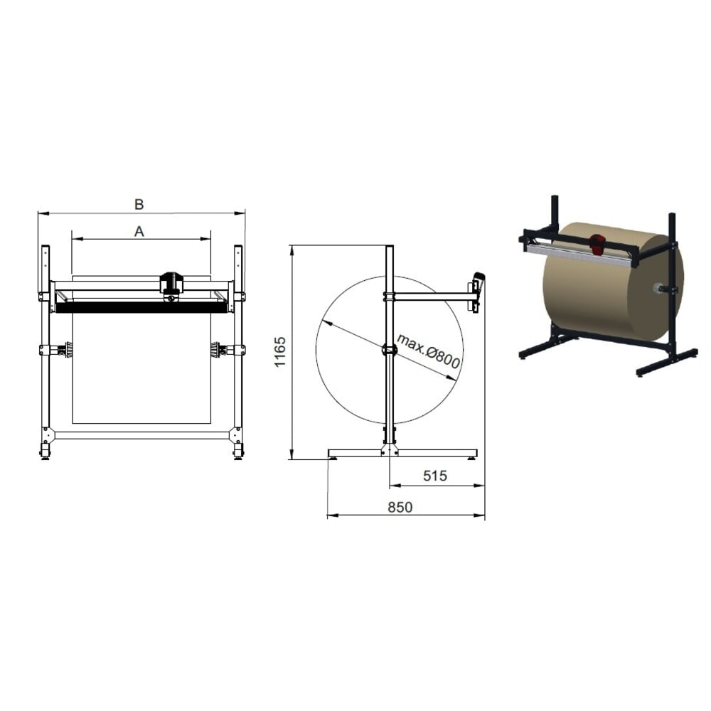 Productafbeelding nr. 4: Rocholz snijstandaard, voor compacte rollen, rolgewicht max. 100 kg, snijbreedte 750 mm
