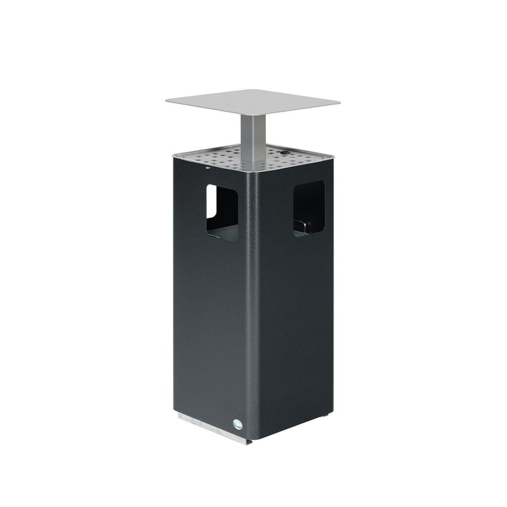 Product afbeelding: VAR® combi-asbak E14, met 3 inwerpopeningen en afsluitbaar dak, antiekzilver.
