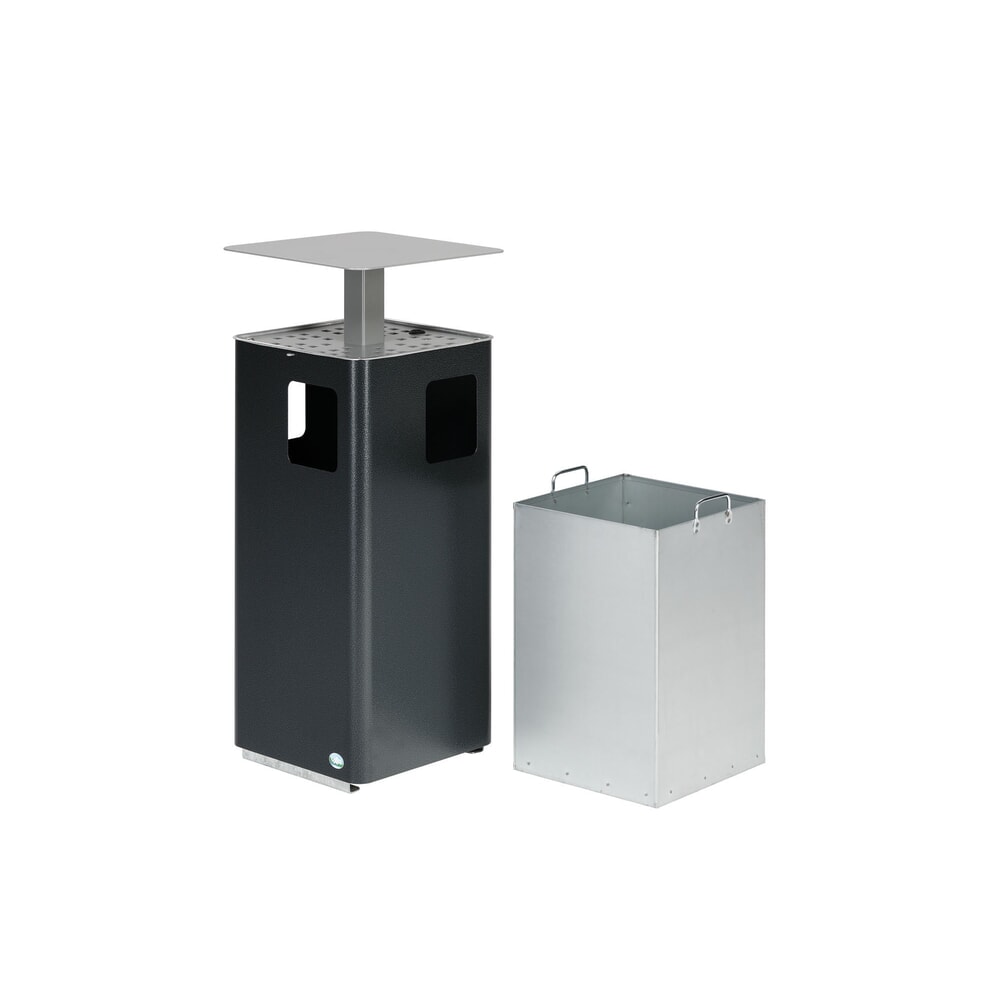 Productafbeelding nr. 3: VAR® combi-asbak E14, met 3 inwerpopeningen en afsluitbaar dak, antiekzilver.