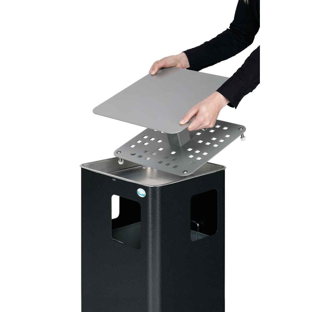 Productafbeelding nr. 4: VAR® combi-asbak E14, met 3 inwerpopeningen en afsluitbaar dak, antiekzilver.