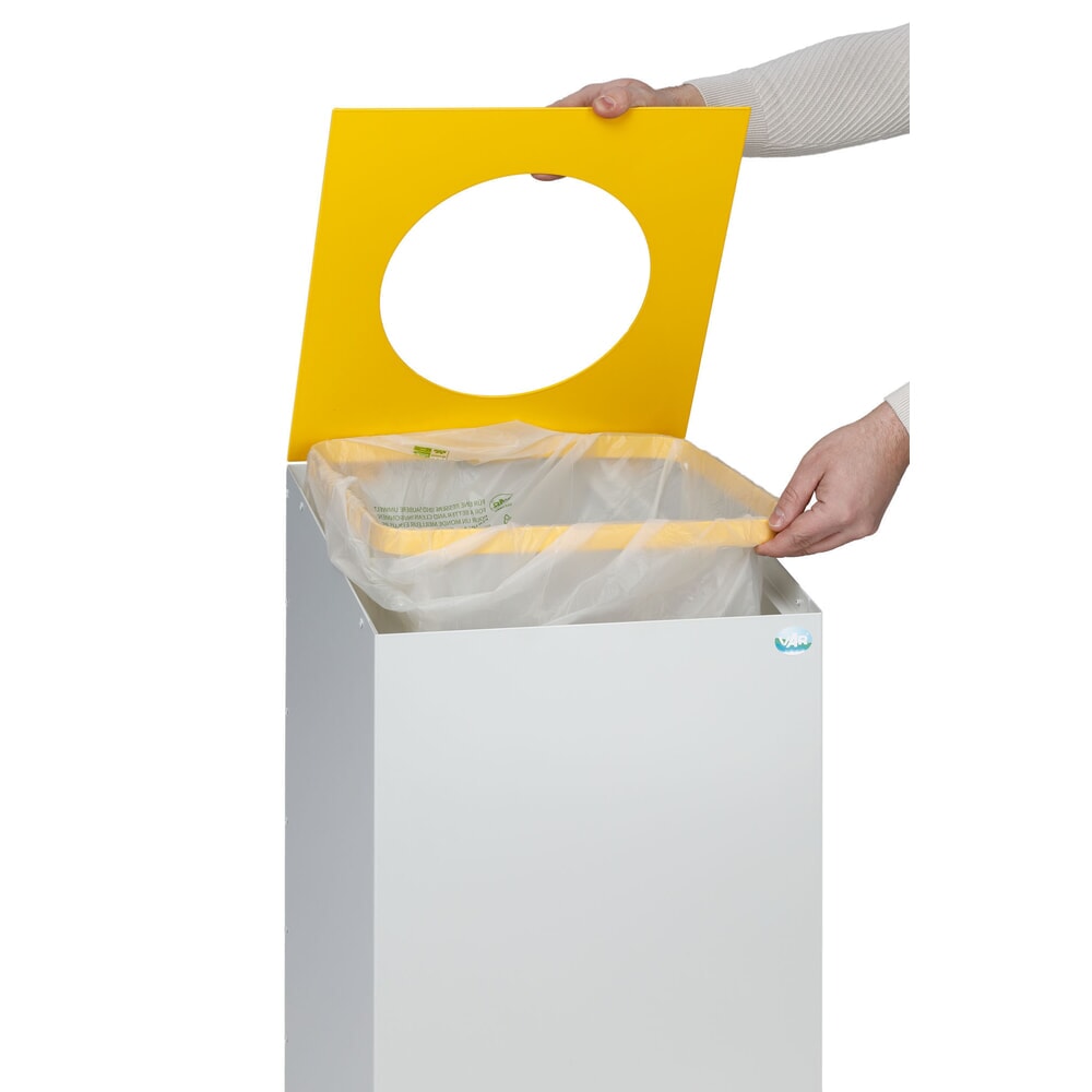 Productafbeelding nr. 4: VAR® afvalscheidingsbak WSG 38, met klemring en ronde inwerpopening, lichtgrijs, verkeersgeel