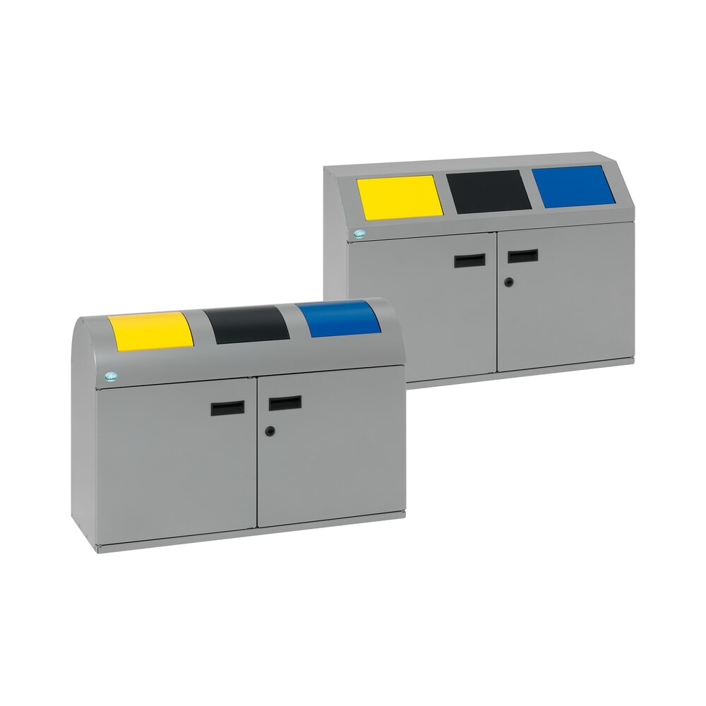 Productafbeelding nr. 4: VAR® afvalscheidingsbak WSS 50, met 3 binnenbakken en zelfsluitende inwerpkleppen, met rond kopdeel, zilver