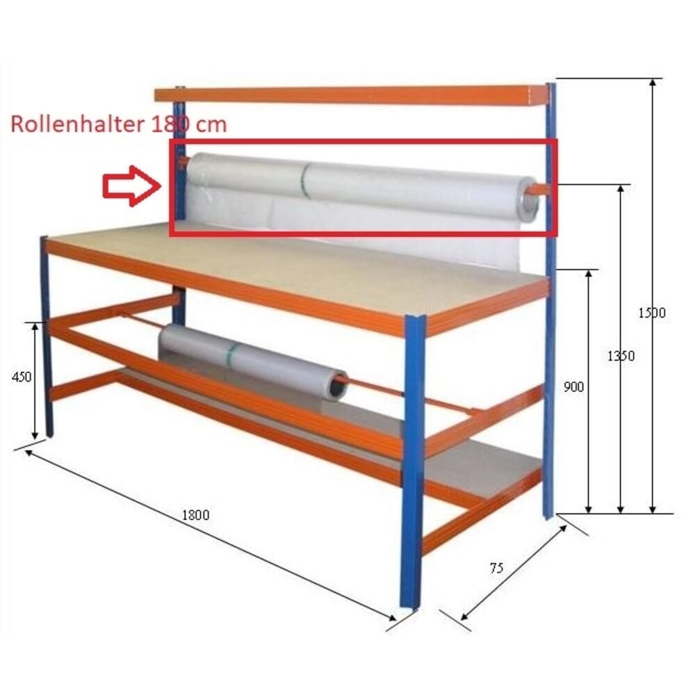 Productafbeelding nr. 2: Paktafelstation BASIC met rolhouder, draagvermogen 300 kg