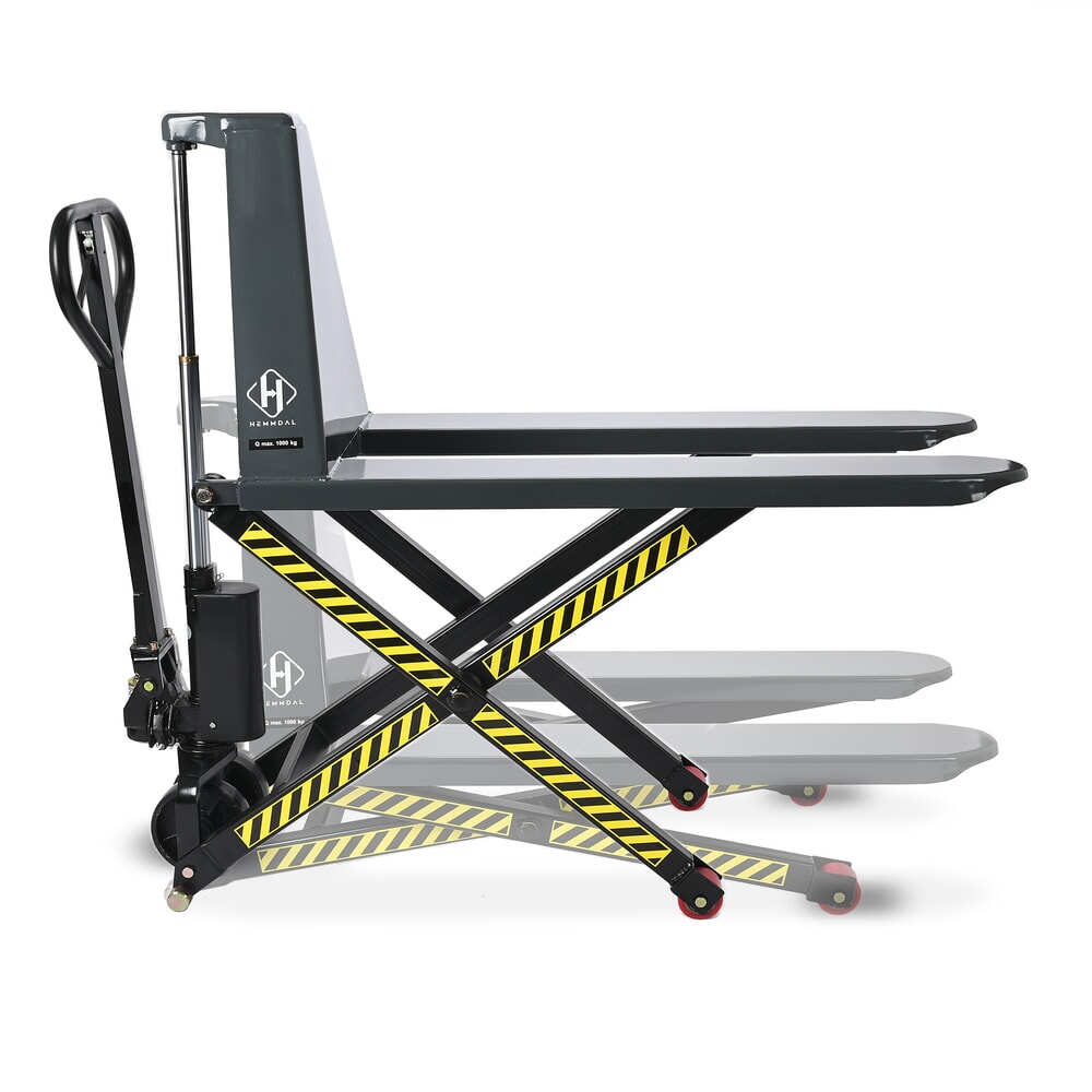 Product afbeelding: Schaarhefwagen HEMMDAL PTM 1.0 Scissor, draagvermogen 1.000 kg, vorklengte 1.150 mm, polyurethaan, enkelvoudig wiel