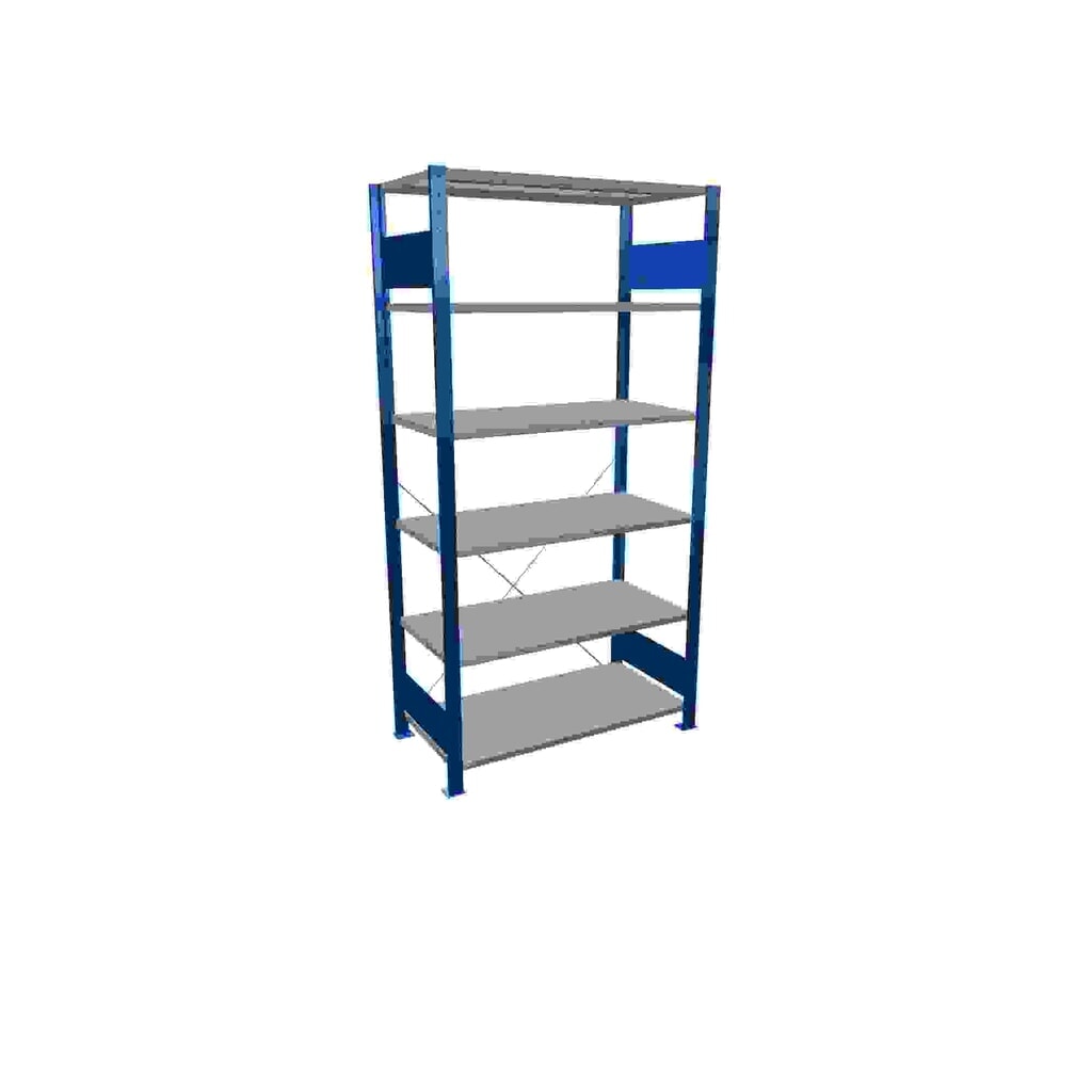 Product afbeelding: Legbordrek SCHULTE, gentiaanblauw / verzinkt, met 6 legborden van plaatstaal, vaklast 150 kg, hxbxd 2.000 x 1.060 x 536 mm