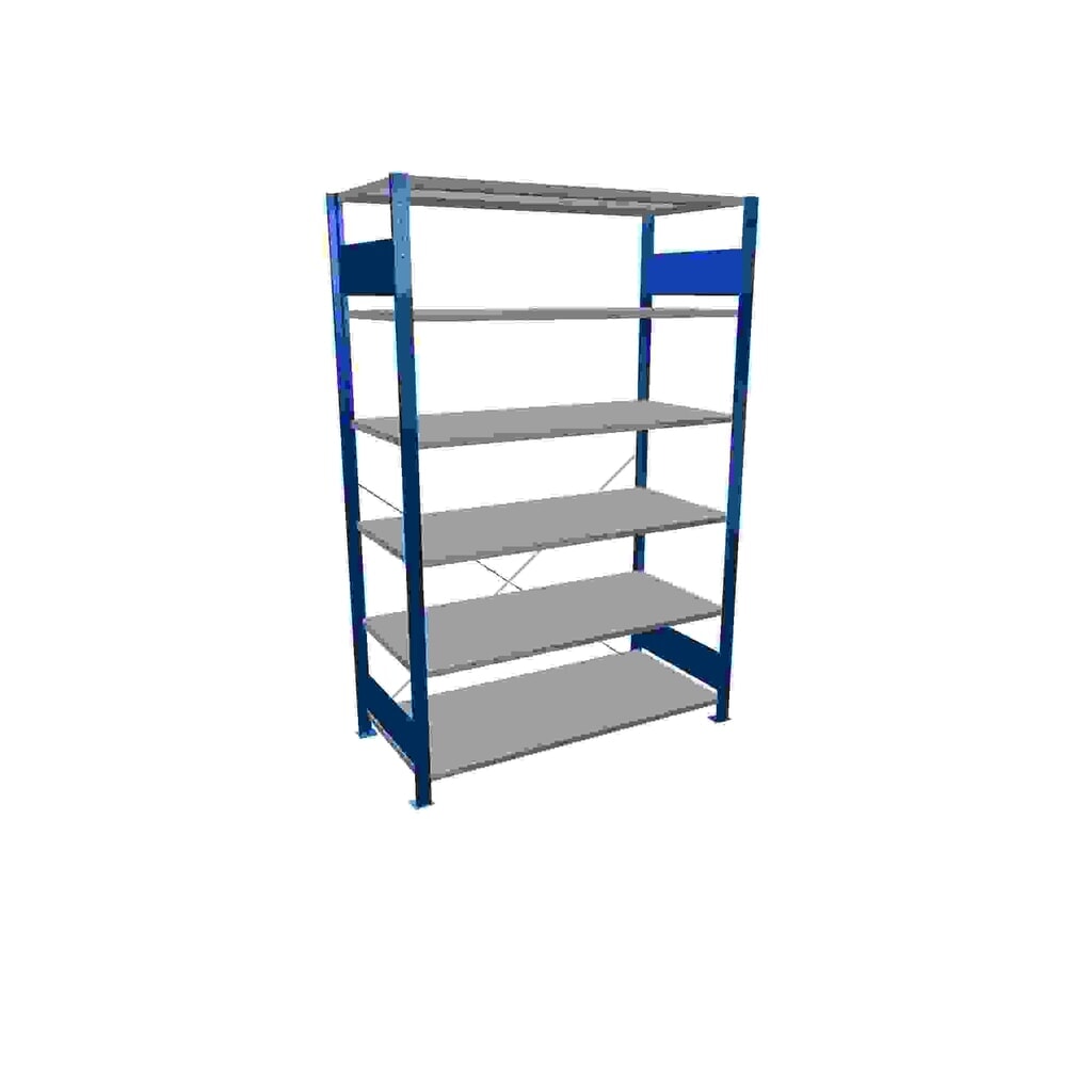 Product afbeelding: Legbordrek SCHULTE, gentiaanblauw / verzinkt, met 6 legborden van plaatstaal, vaklast 150 kg, hxbxd 2.000 x 1.360 x 636 mm