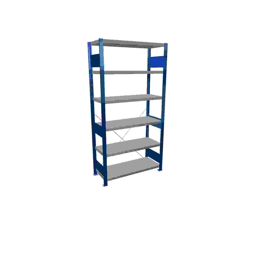 Legbordrek SCHULTE, gentiaanblauw / verzinkt, met 6 legborden van plaatstaal, vaklast 330 kg, hxbxd 2.000 x 1.060 x 436 mm Product afbeelding: Legbordrek SCHULTE, gentiaanblauw / verzinkt, met 6 legborden van plaatstaal, vaklast 330 kg, hxbxd 2.000 x 1.060 x 436 mm