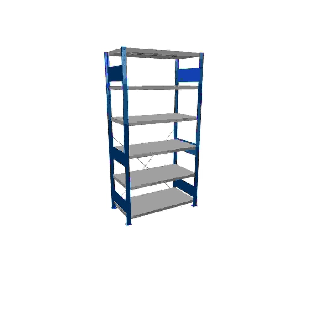 Product afbeelding: Legbordrek SCHULTE, gentiaanblauw / verzinkt, met 6 legborden van plaatstaal, vaklast 330 kg, hxbxd 2.000 x 1.060 x 536 mm