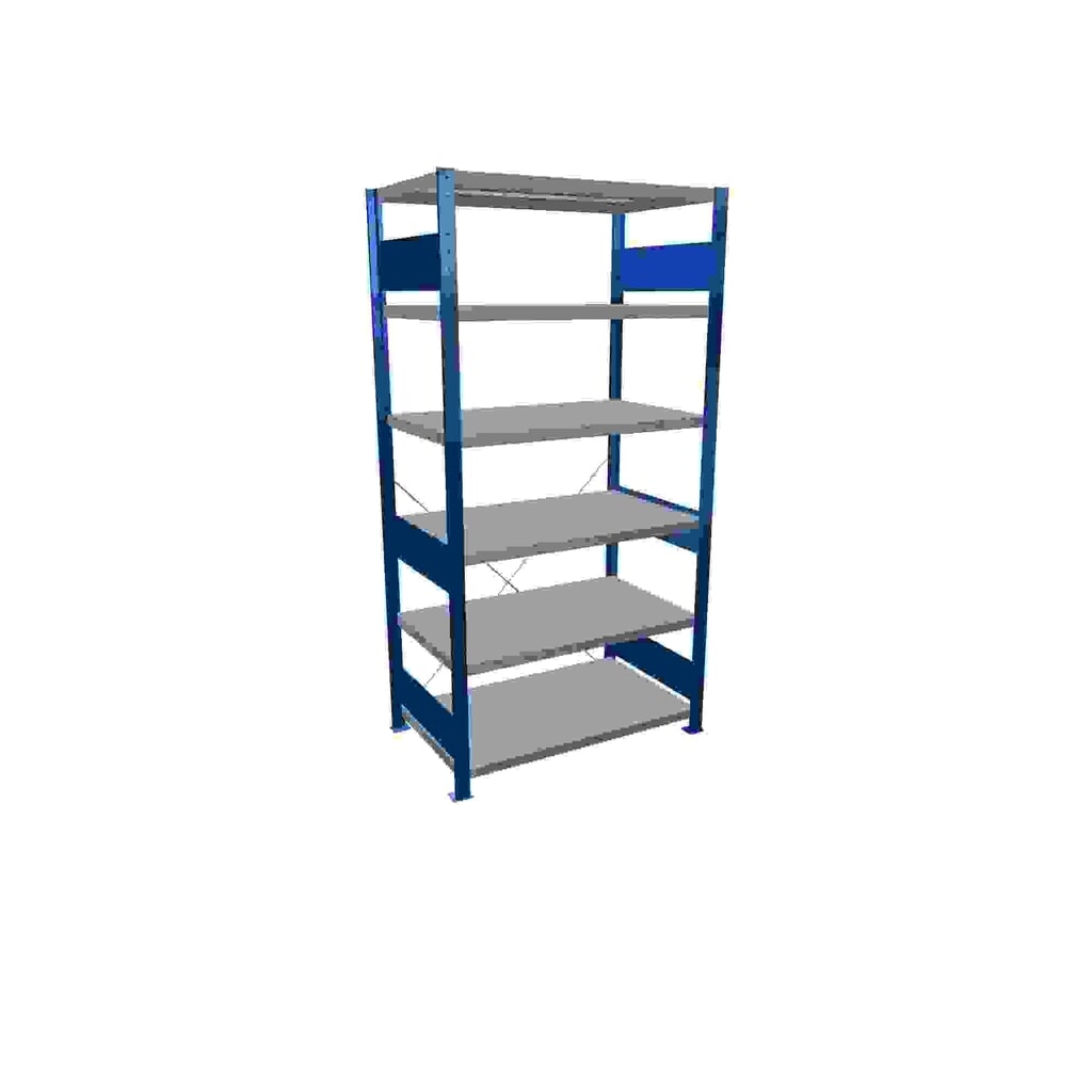 Product afbeelding: Legbordrek SCHULTE, gentiaanblauw / verzinkt, met 6 legborden van plaatstaal, vaklast 330 kg, hxbxd 2.000 x 1.060 x 636 mm