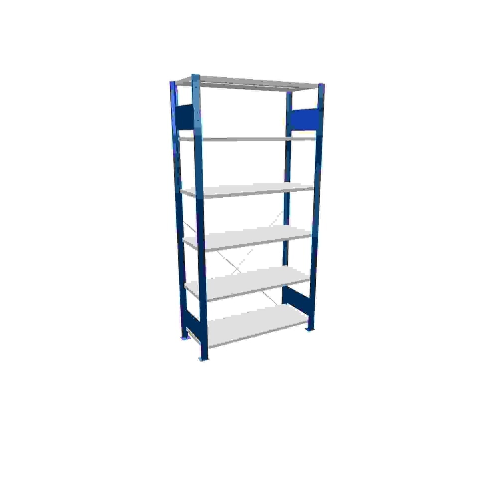 Productafbeelding nr. 1: Legbordrek SCHULTE, gentiaanblauw / lichtgrijs, met 6 legborden van plaatstaal, vaklast 150 kg, hxbxd 2.000 x 1.060 x 436 mm