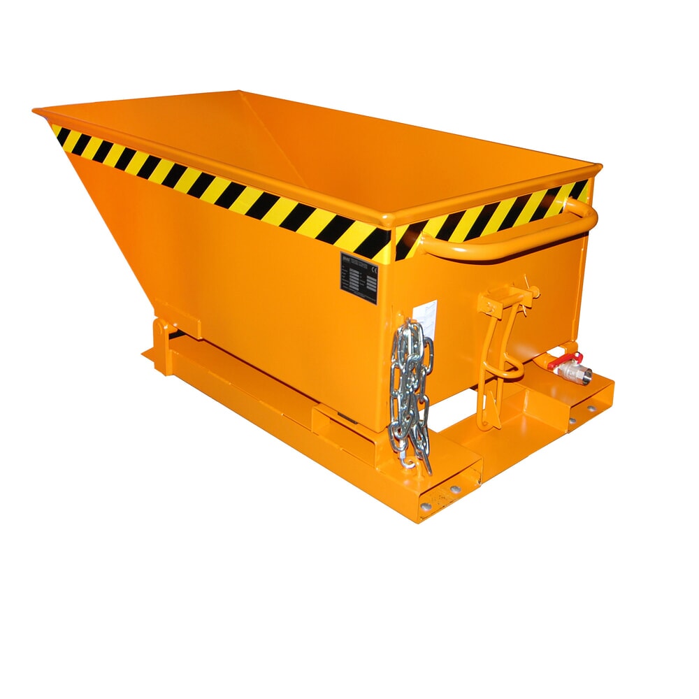 Product afbeelding: Bauer® Spanenkantelbak, lage kuip, gelakt, volume 0,25 m³, RAL 2000 geeloranje