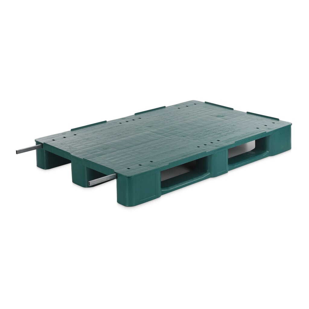 Product afbeelding: Alpha EURO-kunststofpallet, polyethyleen, met staalversterking, gesloten bovendeel, groen