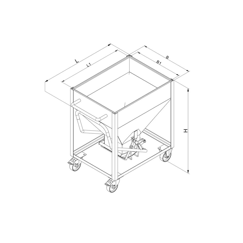 Productafbeelding nr. 6: Silocontainer op wielen Eichinger®, centrale uitloop via hendel, 300 liter, zuiver oranje
