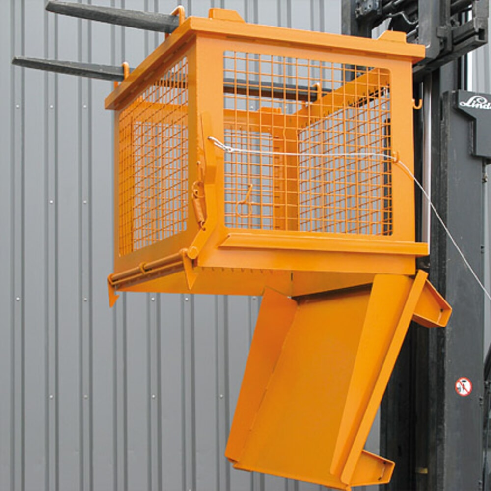 Productafbeelding nr. 4: Eichinger® rooster-kiepcontainer met ontgrendelbare bodemklep, 500 kg, 1000 liter, reinoranje