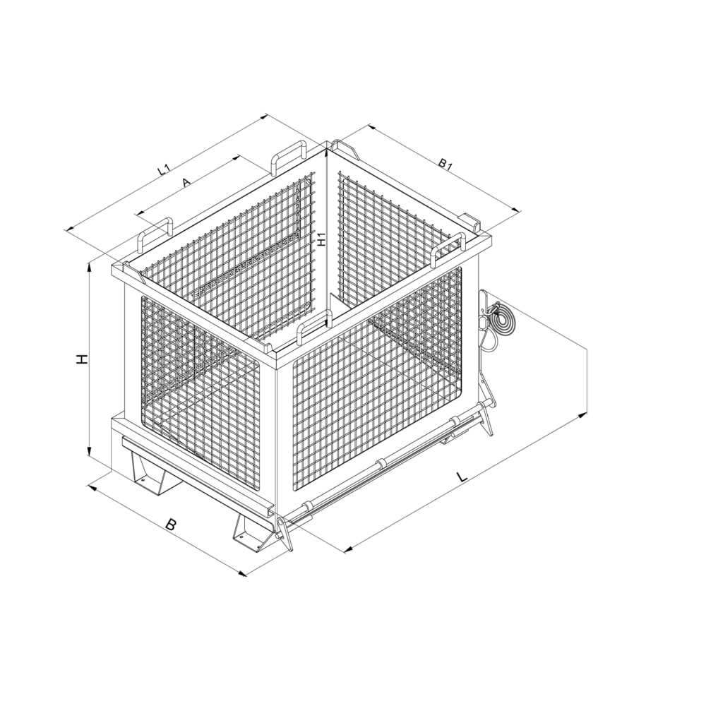 Productafbeelding nr. 6: Eichinger® rooster-kiepcontainer met ontgrendelbare bodemklep, 500 kg, 1000 liter, reinoranje