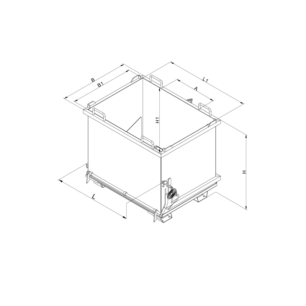 Productafbeelding nr. 6: Bouwstofcontainer Eichinger® met uitklapbare bodem, 1.000 kg, 300 liter zuiver oranje