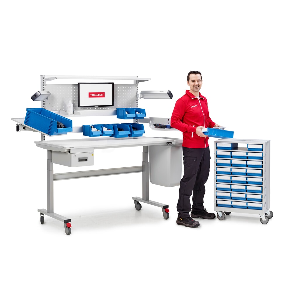 Productafbeelding nr. 3: Wielenset voor ladekast, 870 x 605 x 410 mm, 4 zwenkwielen, waarvan 2 met vastzetrem