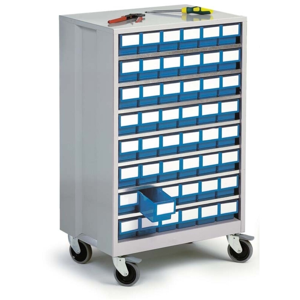 Productafbeelding nr. 4: Wielenset voor ladekast, 870 x 605 x 410 mm, 4 zwenkwielen, waarvan 2 met vastzetrem