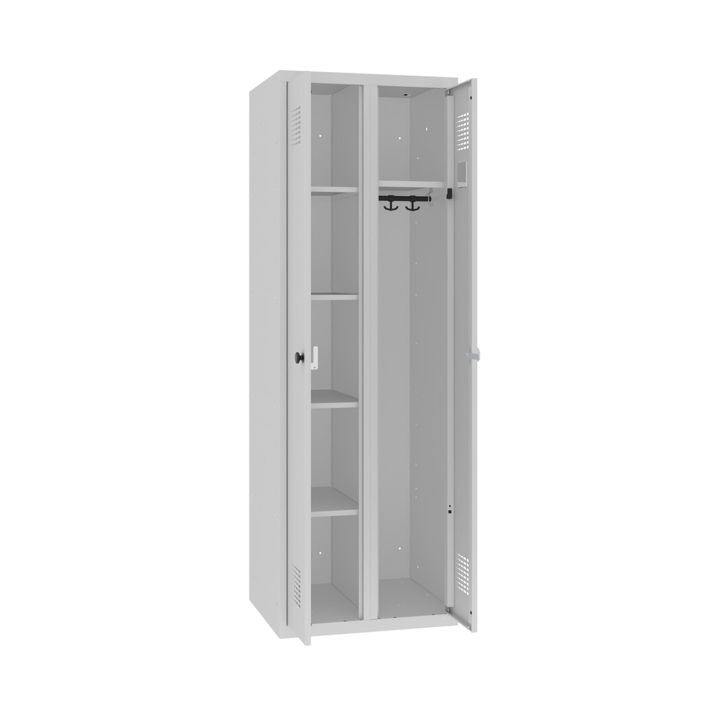 Product afbeelding: Steinbock® kleding-/waskast, 1 compartiment, draaigrendelslot, hxbxd 1.800 x 600 x 500 mm, lichtgrijs/lichtgrijs