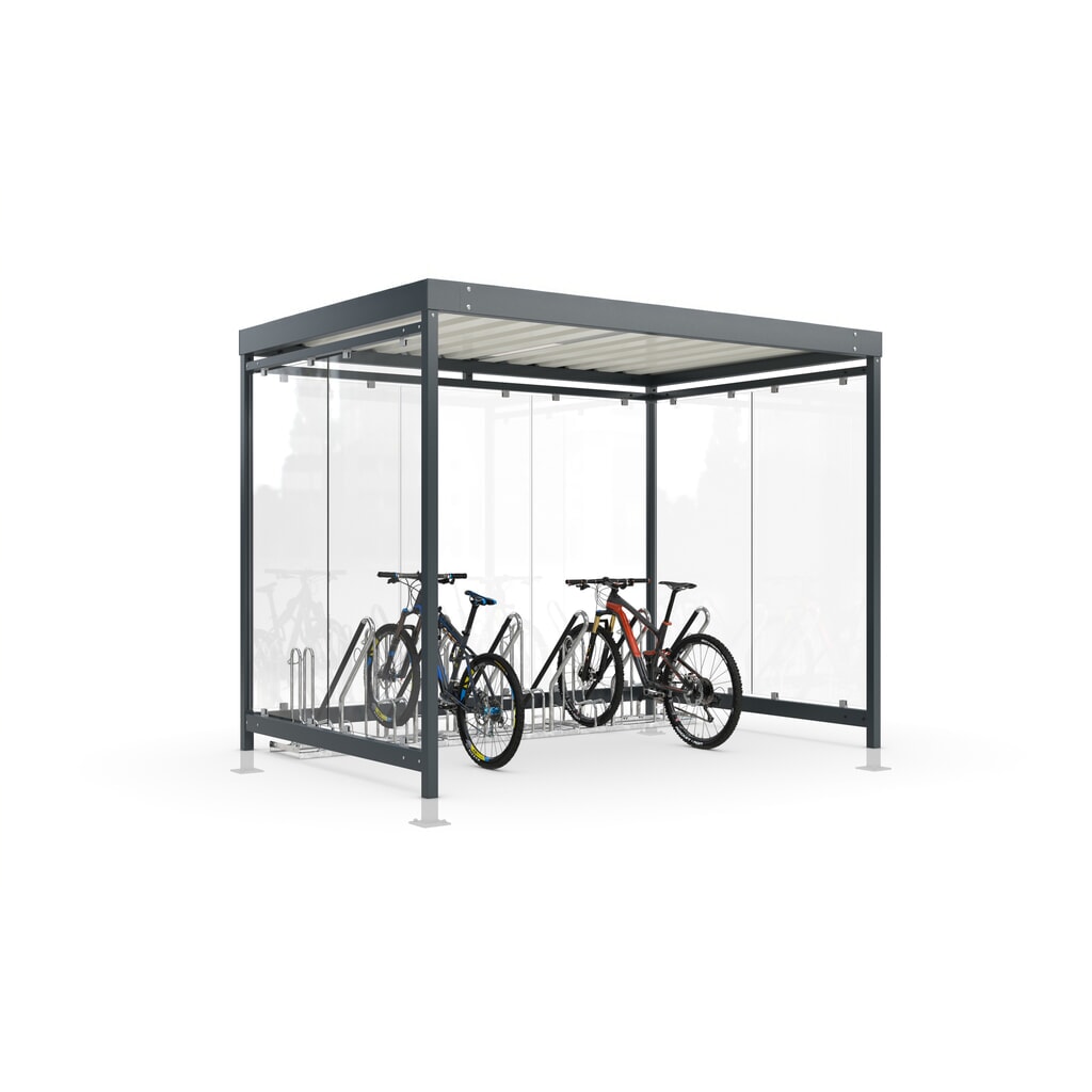 Product afbeelding: wsm® fietsoverkapping Professional Köln, ESG-beglazing, geïntegreerde verlichting, bouwpakket, voor 6 fietsen, HxBxD 2440 mm x 3180 mm x 2165 mm