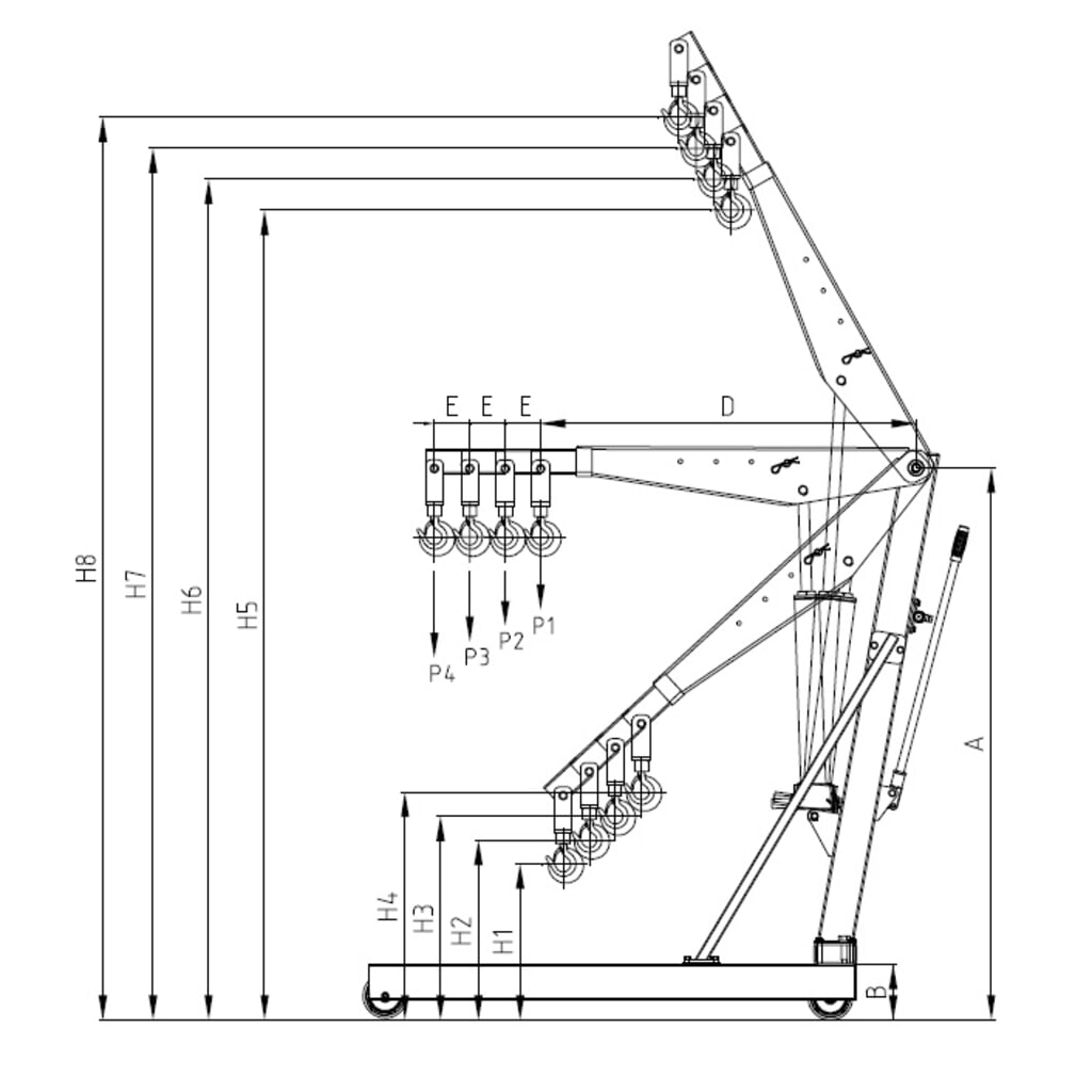 Werkplaatskraan met parallelle wielarmen Steinbock®, tweewegpomp, draagvermogen 500 kg Productafbeelding nr. 5: Werkplaatskraan met parallelle wielarmen Steinbock®, tweewegpomp, draagvermogen 500 kg