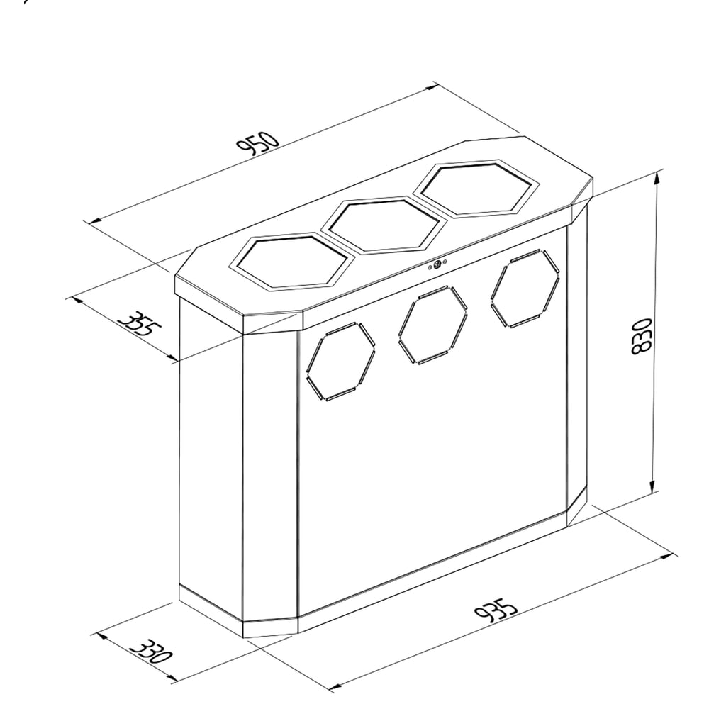 Afvalbak stumpf® Sixco 3 smart, lichtgrijs Productafbeelding nr. 2: Afvalbak stumpf® Sixco 3 smart, lichtgrijs
