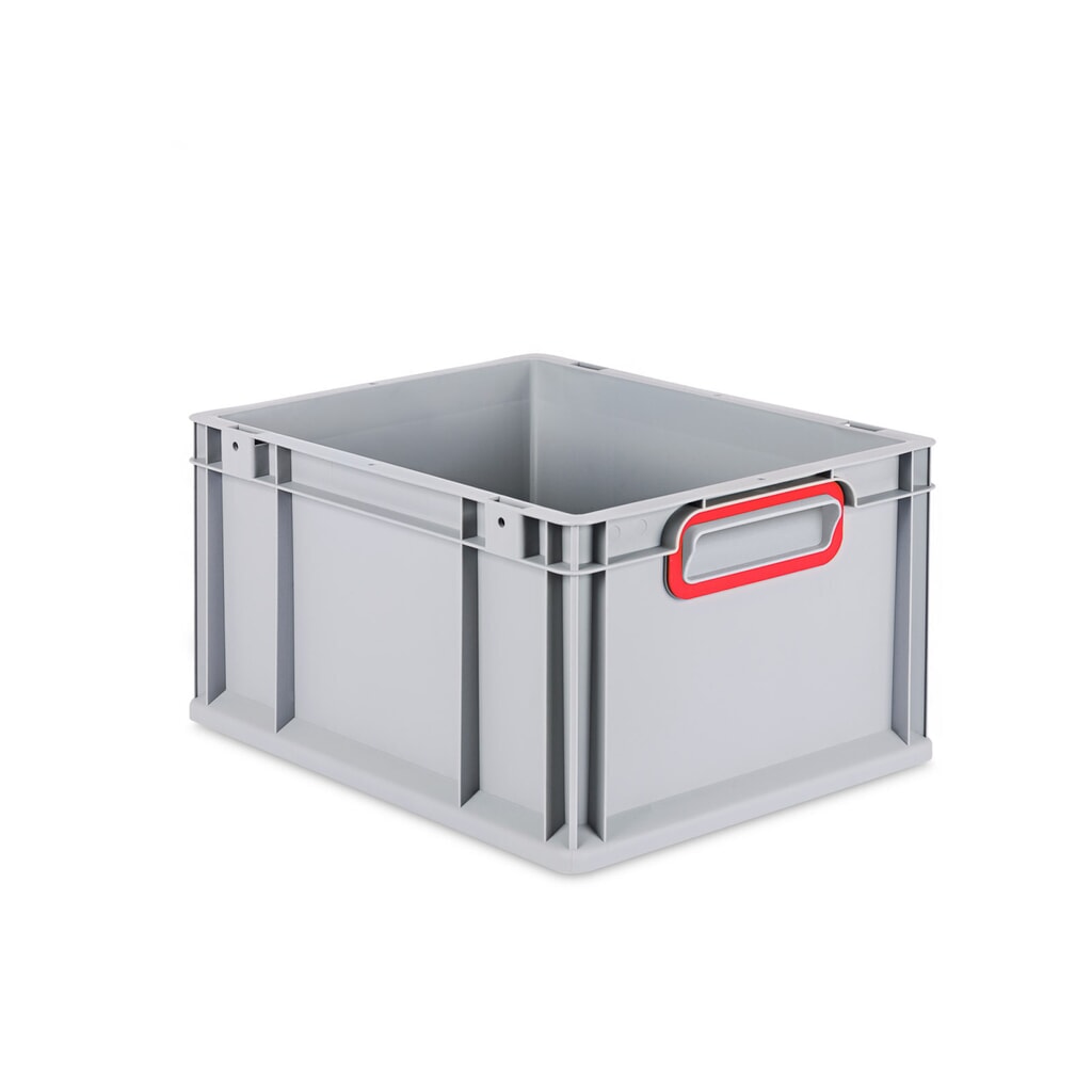 Allit Eurobox, met rode verzonken handgrepen, hxbxd 220 x 400 x 300 mm, 20 liter Product afbeelding: Allit Eurobox, met rode verzonken handgrepen, hxbxd 220 x 400 x 300 mm, 20 liter