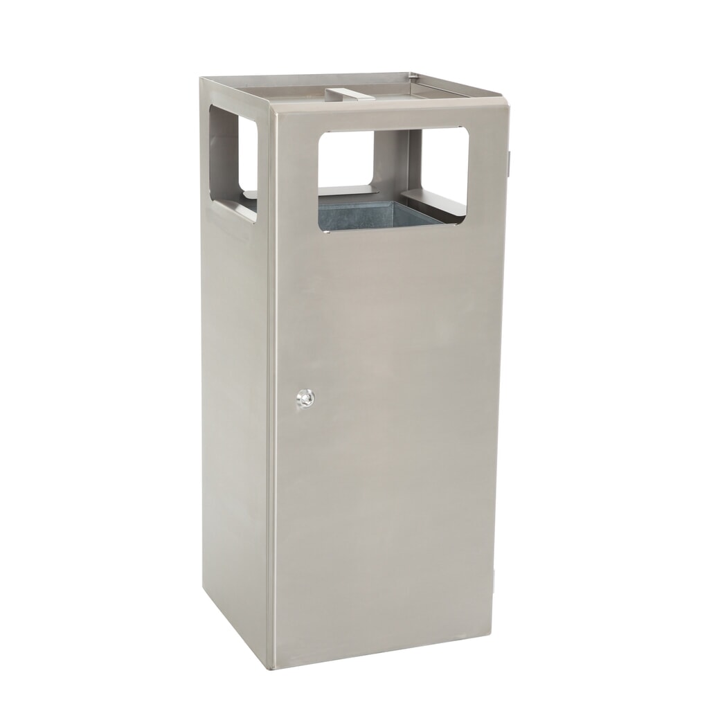Product afbeelding: As-/afvalbakcombinatie Pyramide, vierkant, roestvrijstalen bak, 70 liter