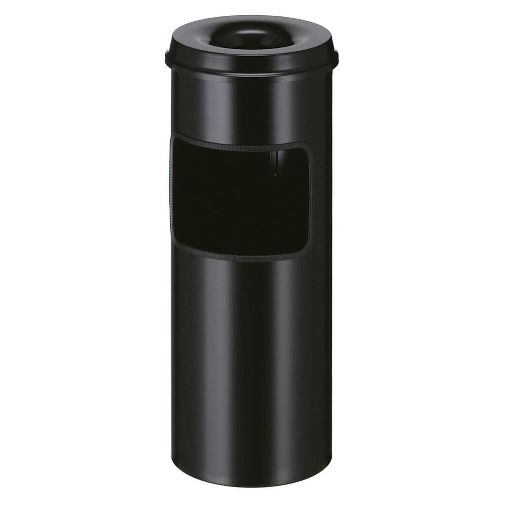 Product afbeelding: As-/afvalbakcombinatie van staal, met brandblusser, rond, 30 liter, zwart