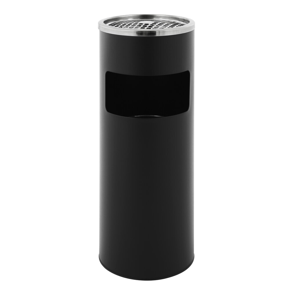 Product afbeelding: As-/afvalbakcombinatie van staal, rond, 12,5 liter, mat zwart