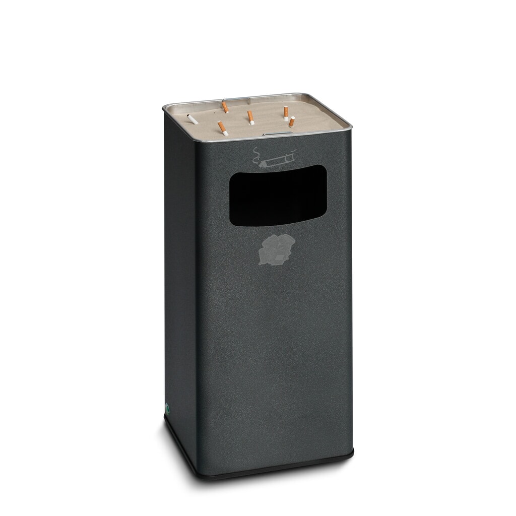 Product afbeelding: As-/afvalbakcombinatie VAR®, staand model, 53,4 liter, antiek zilver
