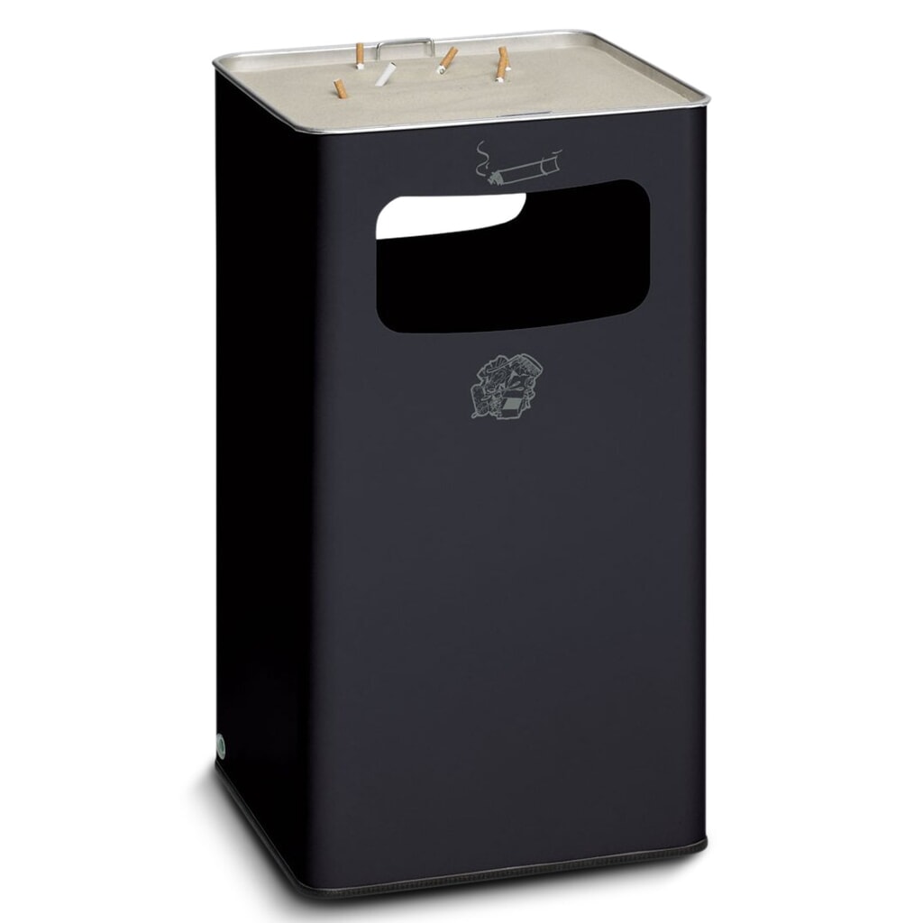 As-/afvalbakcombinatie VAR®, staand model, 96,1 liter, zwartgrijs Product afbeelding: As-/afvalbakcombinatie VAR®, staand model, 96,1 liter, zwartgrijs
