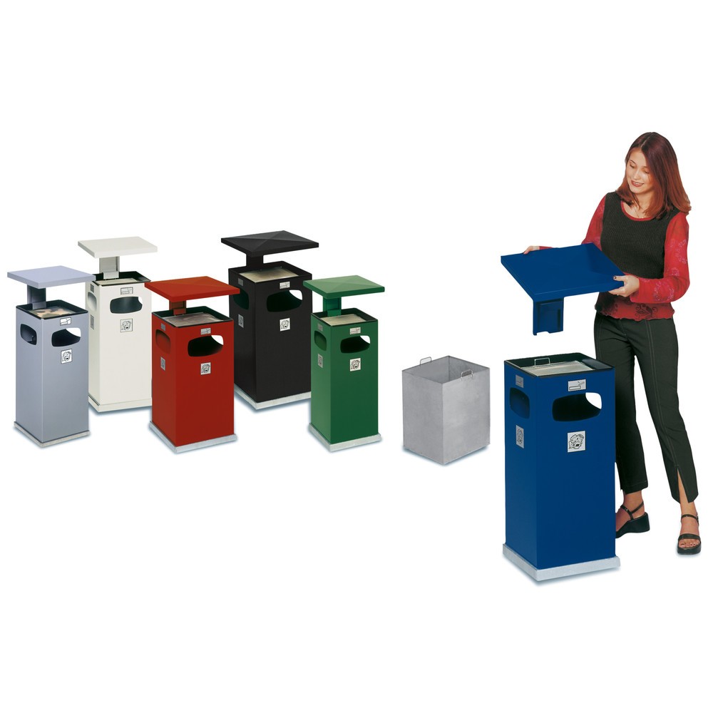 Product afbeelding: Asbak VAR® voor vloermontage, combinatiemodel, 38 liter, verkeerswit