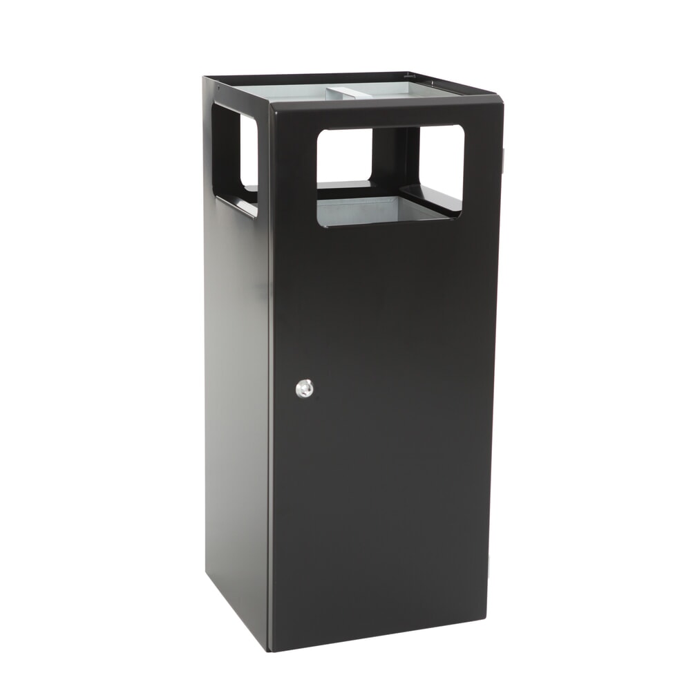 Product afbeelding: As-/afvalbakcombinatie Pyramide, vierkant, roestvrijstalen bak, 70 liter, zwart