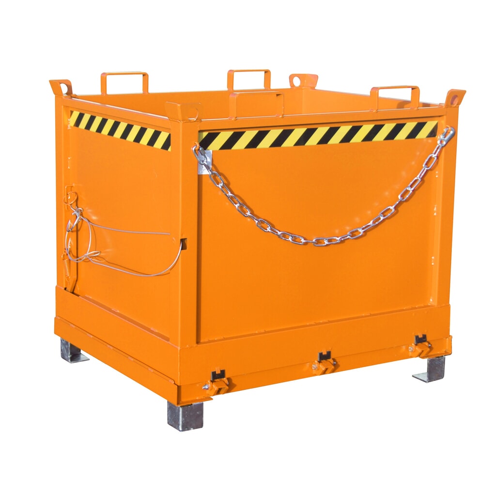 Product afbeelding: Bauer® Bak met uitklapbare bodem, 3-voudig stapelbaar, gelakt, volume 1 m³, RAL 2000 geeloranje